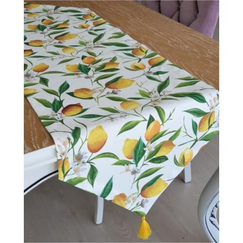 White Floor Lemon Pattern Runner