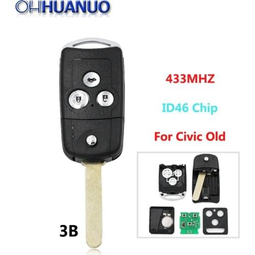Keyless Entry Folding Remote Key 3 Button 433MHZ With ID46 Chip For Honda Old Civic