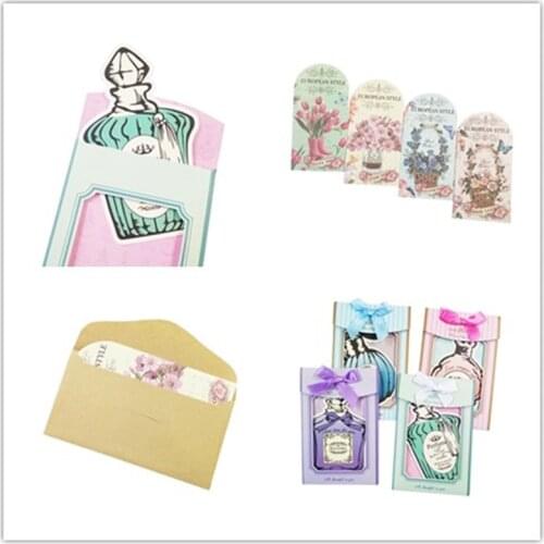 Free shipping 30Packs Perfume bottle shape greeting card best love letter romantic flower Valentines day custom card