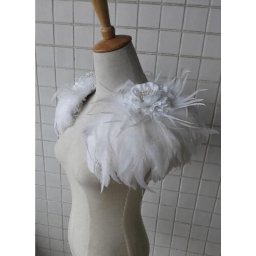 Free shipping, handmade coque feather shoulder epaulettes with peony flower #FSP16001