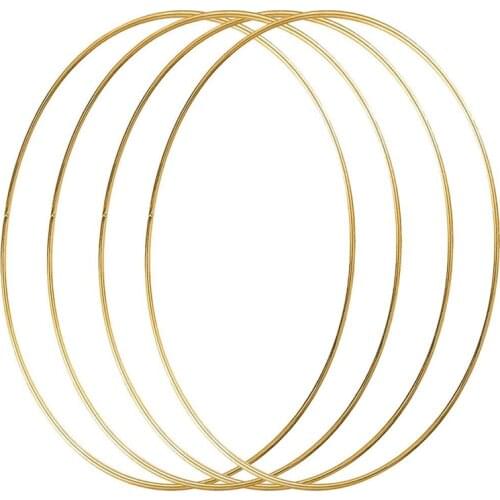 4 Pack 14 Inch Large Metal Floral Hoop Wreath Macrame Gold Hoop Rings for DIY Wedding Wreath Decor Dream Catcher