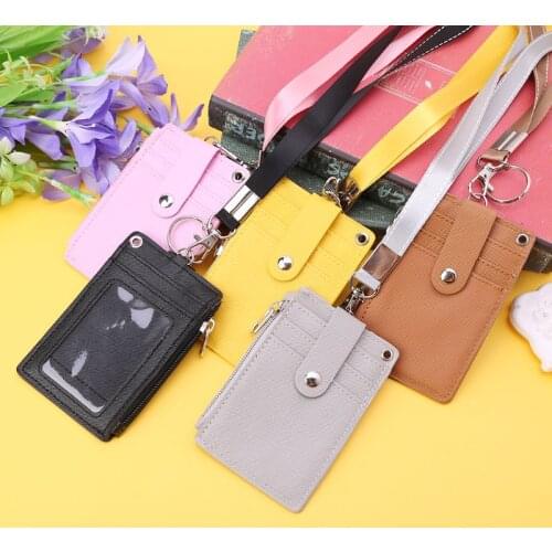 Business Credit Card ID Badge Coin Purse Holder Neck Strap Lanyard Keychain Y3NE