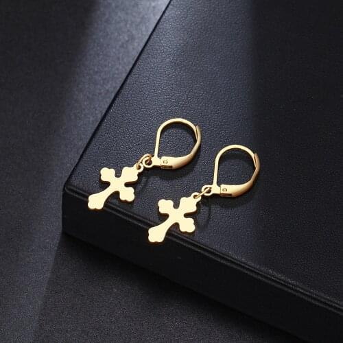 DOTIFI For Women Earrings Fashion Cross Pendant Stainless Steel Gold and Silver Color Engagement Jewelry Pendant Earring