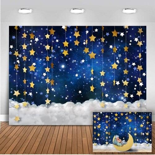 Newborn Backdrop for Photography Children Star Photo Booth background White Cloud Little Stars Photocall Backdrops for Party