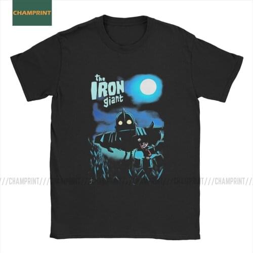 Novelty The Iron Giant T-Shirt Men O Neck Pure Cotton T Shirts Robot Animation Cartoon Hogarth Hero Short Sleeve Tees Big Size