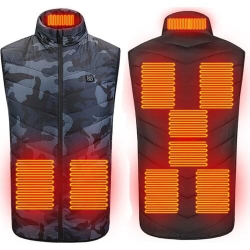Hot! 8 Areas Heated Vest Jacket Men Women Winter USB Electrical Heated Jacket Outdoor Sports Cycling Waistcoat Hiking Vest