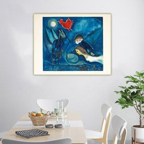 Holover Canvas Oil Painting Marc Chagall"Lovers in moonlight"Surrealism Aesthetic Jewish Culture Poetic Wall Art Home Decoration