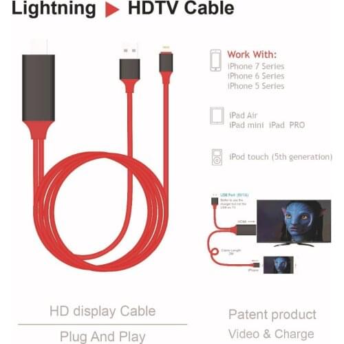 Lightning HDMI Cable 2M 8 pin Lighting to HDMI HDTV AV Cable For iPhone 7 7 Plus 6 6s 5S For iPad Support iso 10.3