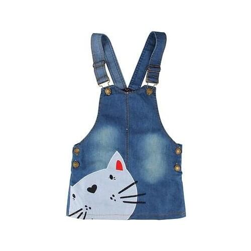 Citgeett Summer New Cute Cat Baby Kids Girls Toddler Denim Jeans Overalls Sleeveless Dress Cute Strap Fashion Clothe2-7Y SS