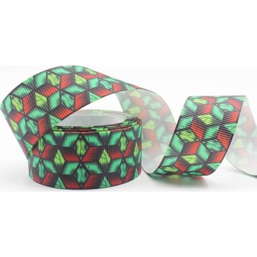 Cube Pattern Printed Grosgrain Ribbon 1-1/2'' Design Custom ​Cartoon Logo for Hair Bows Sewing DIY Handmade Materials