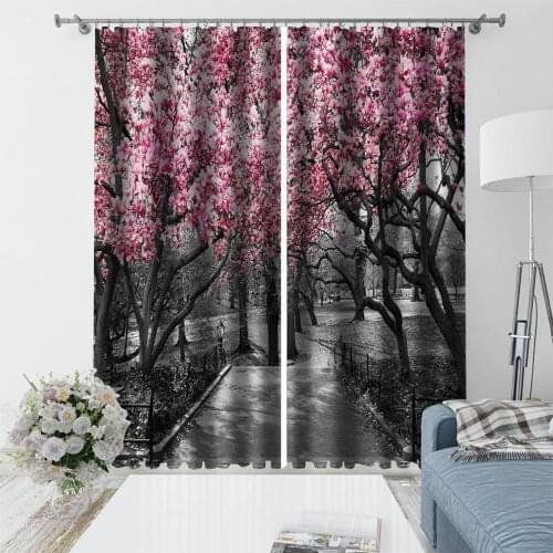 Beautiful Flower Curtains Drapes 3D Living Room Bedroom Blackout Curtains Modern Tree Curtains For Kitchen