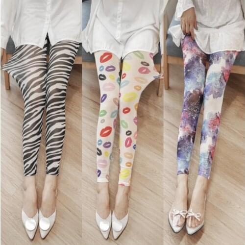 Summer thin mesh Leggings big stretch sexy transparent womens pants cool breathable silk slip trousers