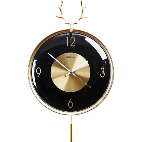Nordic Minimalist Living Room Wall Clock Luxury Gold Deer Silent Wall Watch Copper Creative Kitchen Living Room Decor AB50ZB