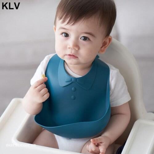 Washable Baby Feeding Bib Children Feeding Waterproof Silicone Adjustable Stereo Food Catcher