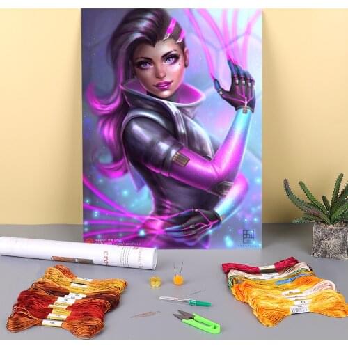 Cartoon Girl Woman Printed Canvas 11CT Cross-Stitch DIY Embroidery Complete Kit DMC Threads Hobby Painting Craft Stamped