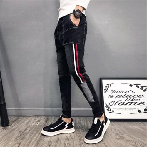 Mens Skinny Stretch Denim Pants Distressed Ripped Freyed Slim Fit Fashion The locomotive Jeans Trousers MenPencil pants XXL