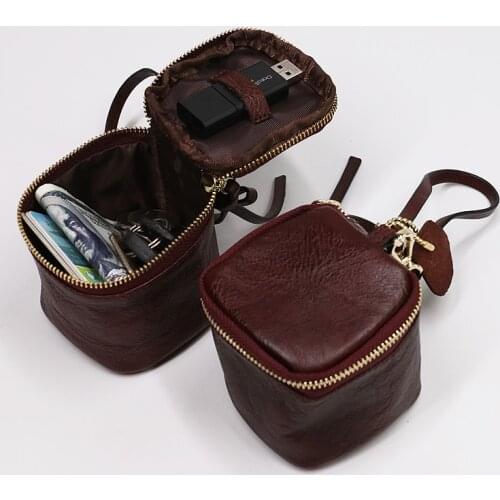 Genuine Cow Leather Coin Purse For Women Female Cubic Zipper Clutch Cosmetic Lipstick Bag Small Storage Bag Card Key Holder Case