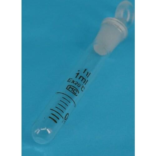 1ml Graduated Line Lab Clear Glass Test Tube Round Bottom with Stopper Glassware