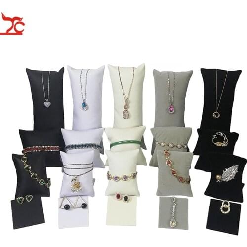 PU Leather Bracelet Jewelry Display Pillow Holder Bangle Watch Chain Organizer Rack Velvet Pendant Anklet Pillow Cushion Stand