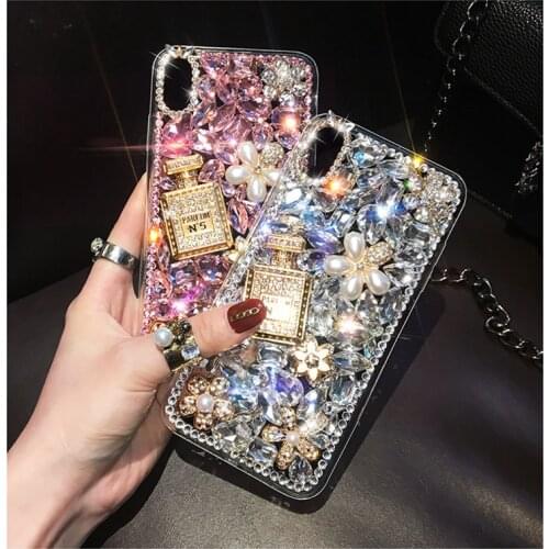 Luxury Perfume Bottle Diamond Jewelled Phone Case for iPhone 12 Pro Max 11 7 8 XR XS Max Rhinestone Phone Case for iPhone X Case