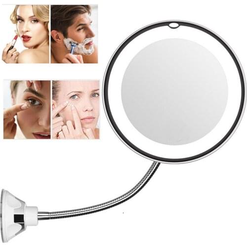 360 Degree Rotation 10X Magnifying Makeup Mirror My Flexible Mirror Folding Vanity Mirror with LED Light Makeup Tools Dropship