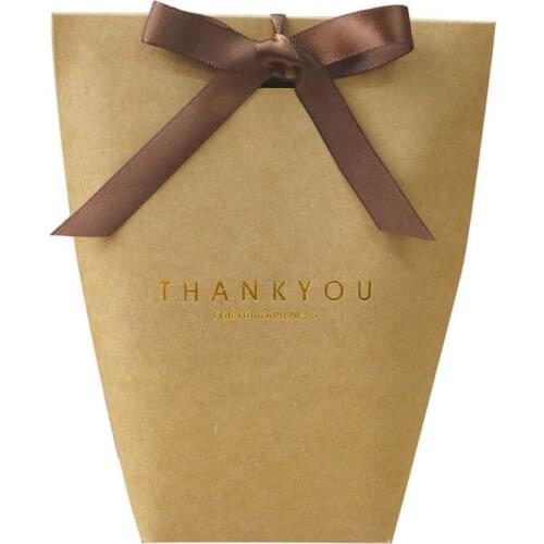 Thank You Merci Gift Wrap Bag Wedding Party Favours Bags Candy Jewelry Necktie Packaging Foldable Box LX7209