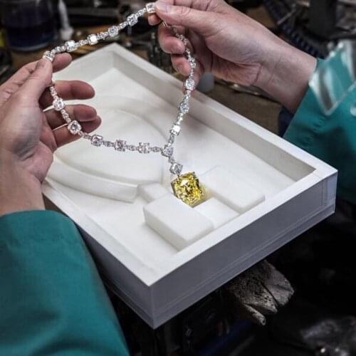 Hibride Brand Design Wedding Necklace For Women Bridal Jewelry Yellow Stone Full Cubic Zirconia pendientes mujer moda S-0001