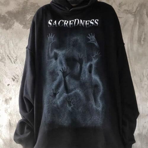Black Autumn Devil Print Hoodies Men Women Loose Hip Hop Sweatshirts Japan High Street Harajuku Hoodie Fashion Winter Tops Boys