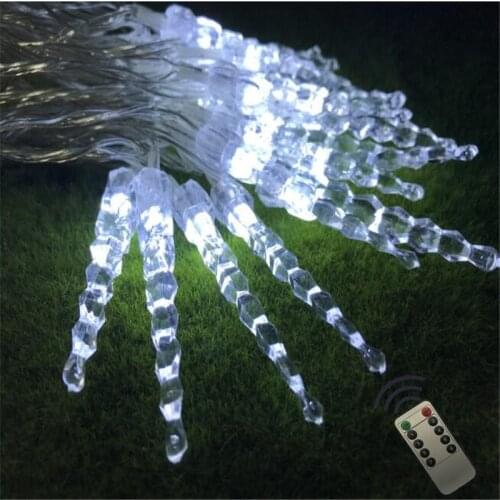 Remote Christmas Lights Outdoor Decoration 50Led Curtain Icicle String Lights Garden Street Eaves Wedding Party Garland Light