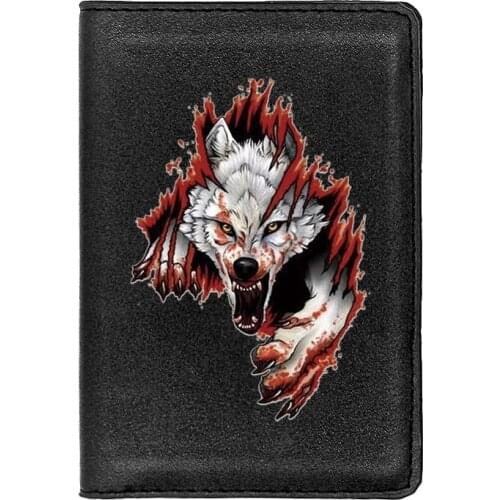 Unique Classic Dangerous Wolf Printing Travel Passport Cover ID Credit Card Holder Case