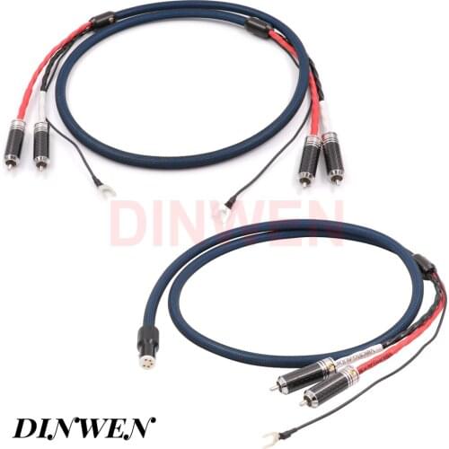 Viborg 5N OFC 5pin DIN Connector to RCA Cable 2 RCA Plug to 2 RCA Plugs Signal Cable For Hifi Audio Phono Turntable Vinyl 1.2M