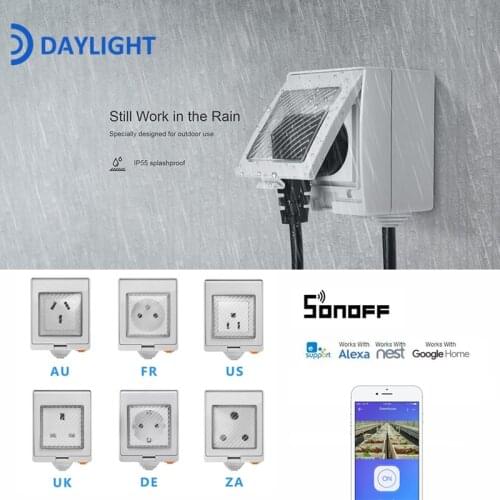 SONOFF S55 US/UK/DE/FR/AU/ZA Wifi Smart Home Waterproof Power Socket Via Ewelink APP Control Work With Alexa Google Home IFTTT