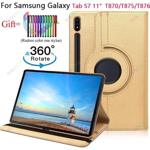 Rotating Case for Samsung Galaxy Tab S7 11" 2020 Model SM-T870/T875/T876 360 Degree Funda Shell PU Leather Flip Tablet Cover+Pen