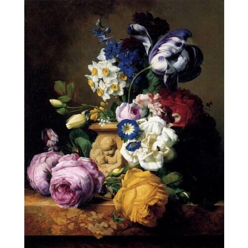 Needlework,Embroidery,DIY 14CT Unprinted Art Cross stitch kits Cross-Stitching Home Decor Flower Rose Tulips Morning Glory