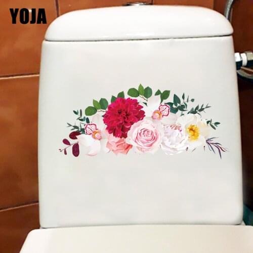 YOJA 29.6CM×13.5CM Delicate And Elegant Bouquet Home Room Wall Decor Toilet Sticker T1-2553