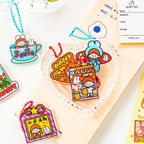 Yoofun 1 Pc/Design Cute Cartoon Acrylic Pendant Journal Planner Decorative Pendant Girl Life Small Objects Embellishment Supplie