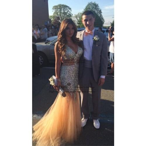 Sexy Mermaid Prom Dresses Halter Beading Crystals Backless Modest Major Special Occasion Dresses Illusion Evening Party Gowns