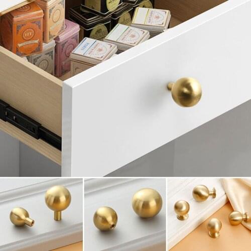 Single Hole Golden Small Round Copper Drawing Handle Kitchen Cabinet Shoe Wardrobe Door Drawer