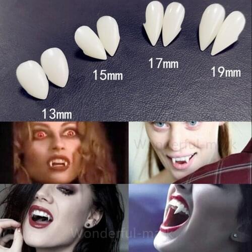 1 Pairs Vampire Teeth Fangs Dentures Props Halloween Costume Props DIY Decorations False Teeth Solid Glue Denture Adhesive Party