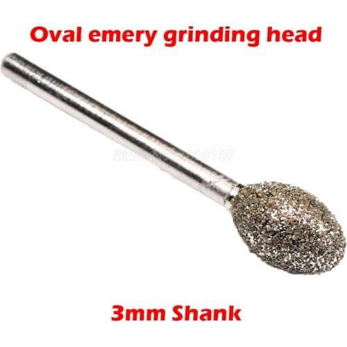 1Pcs 60 Grit Oval Diamond Grinding Head Burrs Bits Shank Jade Stone Carving Polishing Engraving Needle Abrasive Tungsten Tool