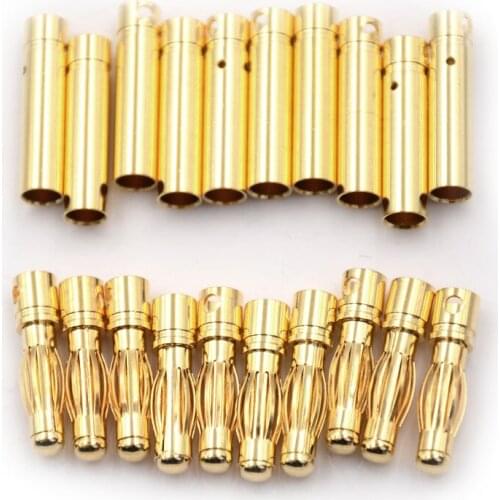 10Pair 4mm RC Battery Gold-plated Bullet Banana Plug High Quality Male Female Bullet Banana Connector High Quality