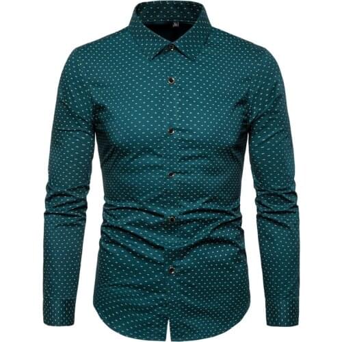 2019 New Autumn Fashion Brand Men Clothes Slim Fit Men Long Sleeve Shirt Men Polka Dot Casual Men Shirt Social Plus Size M-5XL