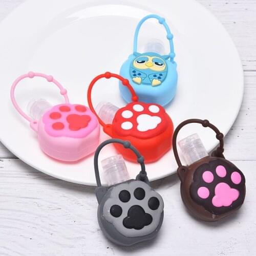 30ML Cartoon Cat Paw Owl Round Bottle Cover Silicone Gel Case For Hand Sanitizer
