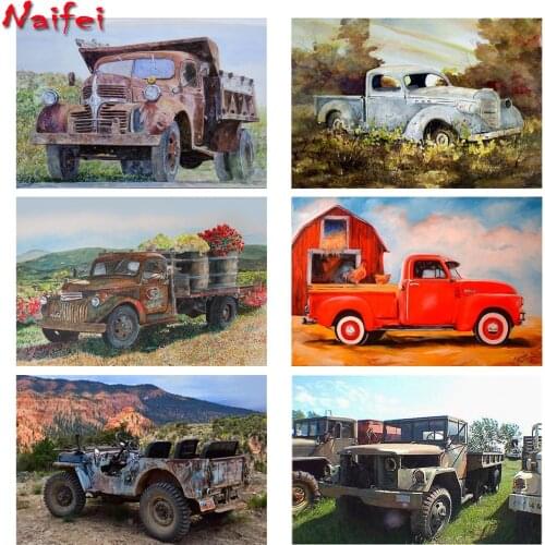 5d Diamond Painting Full Drill Square Round Car Handmade Gift Mosaic old truck Scenery Embroidery Landscape Home Decoration