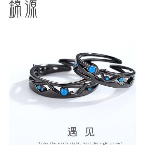 925 Sterling Silver Milky Way Love Ring Resizable Lovers' Ring Couple Ring Boyfrid Girlfriend Gift