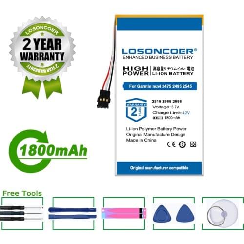LOSONCOER Battery 1800mAh Battery For Garmin nuvi 2475 2495 2545 2515 2565 2555 2595 GPS