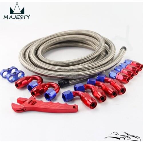 AN10 Stainless Steel Braided Hose line +Fitting Adaptor+Wrench Tools Spanner kit
