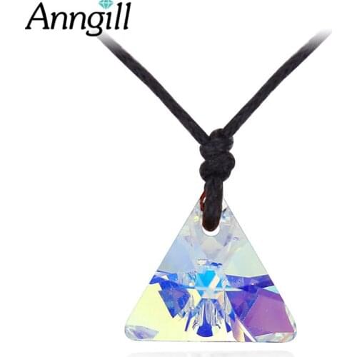 ANNGILL Crystals From Swarovski Pendant Necklaces for Women Triangle Necklaces & Pendants Rope Chain Jewelry Brand Accessories