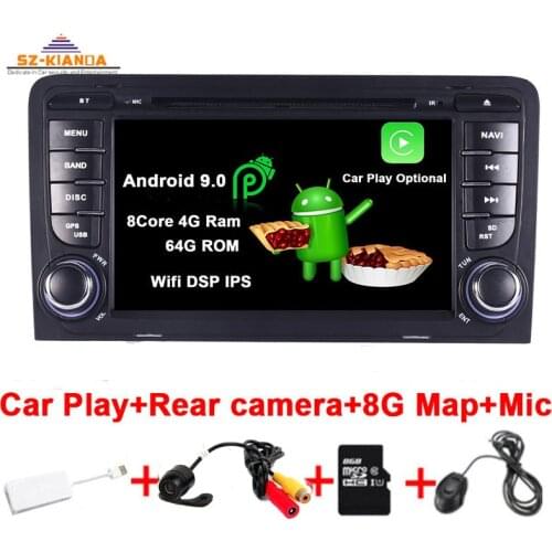 In Stock Car Play Android 9.0 Car GPS Navigation For Audi A3 8P S3 RS3 Sportback 2002-2012 Car multimedia player stereo radio