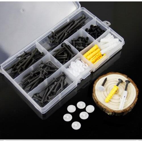 Free shipping 190pcs Black screws, countersunk head, cross head, self tapping screws, expansion yellow tube, white tube M4 suit